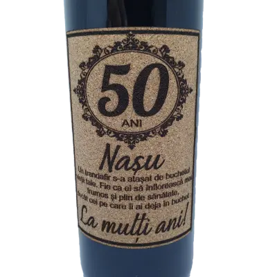 50 ani, nasu la multi ani, eticheta pluta cu mesaj